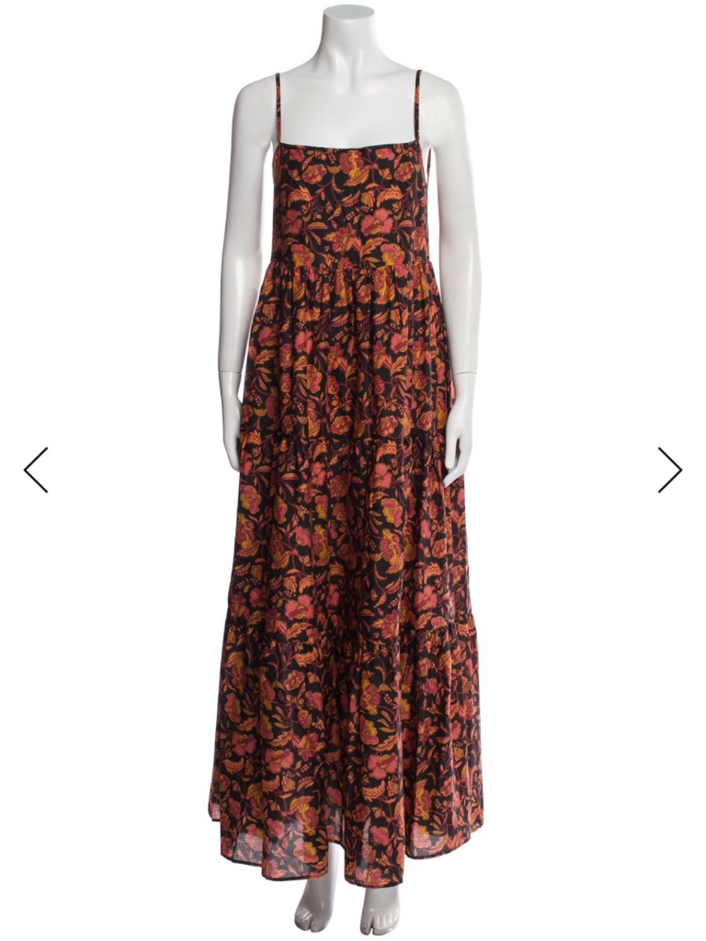 Matteau Black Maxi Dress with Pink and Mustard Floral Print